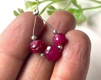 Cuentas redondas facetadas de rubí natural, 7/8 mm, para la elaboración de joyas