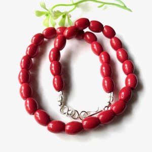 AAA Grade Red Coral Barrel beads Necklace, 6-10 MM, Beads drum Jewelry Supplies, Coral Beads Necklace, For jewelry making, gift for her