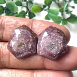Rare Natural Ruby Sheen Sapphire Rose Cut Pair, Unique Sheen Sapphire , Size-22x18 MM- Sapphire Faceted Flat Back, Sheen Sapphire Pair,