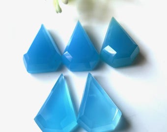 5 pietre preziose di calcedonio blu AAA taglio rosa, 18 x 12 mm, retro piatto