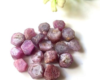15 Pcs Natural Star Ruby Rough Gemstone, 9-7MM, Untreated Healing Crystal