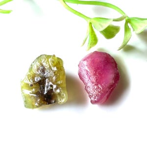 2 PIECES , High Quality Natural Multi Sapphire Loose Gemstone Rough ,18-15 MM, Fine Quality Bio Sapphire Raw Watermelon Design Sapphire Raw
