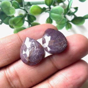 Match Pair~Natural Ruby Sheen Sapphire Rose Cut Pair, Size-18x12 MM-Sapphire Faceted Flat Back, Sheen Sapphire Pair, September Birthstone