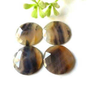 2 Pair Beautiful Montana Agate Rose Cut Gemstone, 20X20MM, Flat Back Gemstone, Round Shape RoseCut Gemstone For Making Jewelry & Use