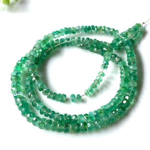AAA+Natural Zambian Emerald Necklace, Emerald Faceted Rondelle Beads Gemstone Necklace, 5/6 Size, Emerald Beaded Necklace