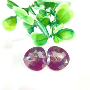 Beautiful Natural Ruby Sheen Sapphire Rose Cut Pair, Size 15x14 MM Sapphire Pair Ruby Rose Cut For Making Earrings or Jewelry Use, 18 Carat