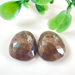 Natural Chocolate Sheen Sapphire Rose Cut Pair, Size 15x12 MM Sapphire Pair, Sapphire Rose Cut For Making Earrings or Jewelry Use, 20 Carat