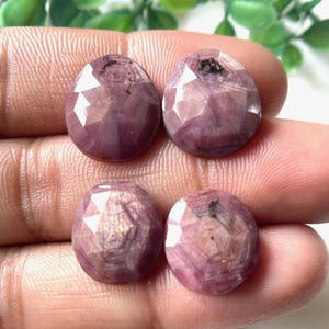 2 Match Pair, Natural Sheen Sapphire Rose Cut Pair, 14x12-16x12 MM-Sapphire Flat Back Pair, Sheen Sapphire Gemstone, Earring Set Pair Stone,