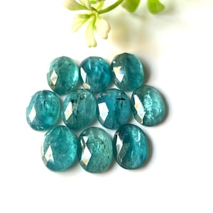 10 Pcs, High Quality Natural Paraiba Kyanite Rose Cut Gemstone, 14x10MM, Flat Back Kyanite, Oval Shape, Hand Cut Gemstone, For Jewelry & Use