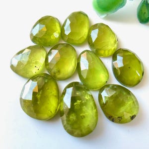 10 Pieces~ AAA Natural Peridot Rose Cut Gemstone, 14-10 MM~Green Peridot Flat Back Gemstone, For Jewelry Making, Gift For Her