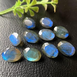 10 Pieces High Quality Natural Labradorite Faceted Gemstone, Size 14x10MM, Faceted Labradorite, Calibrated Gemstone , Faceted Stones