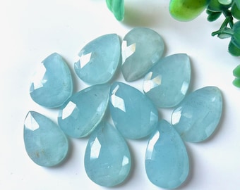 Natural Aquamarine Gemstone, 10x16mm Pear Rose Cut, AAA Grade