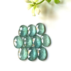 10 Pcs, AAA+Quality Natural Emerald Kyanite Rose Cut Gemstone, 12x8MM, Flat Back Kyanite, Oval Shape, RoseCut Gemstone, For Jewelry & Use