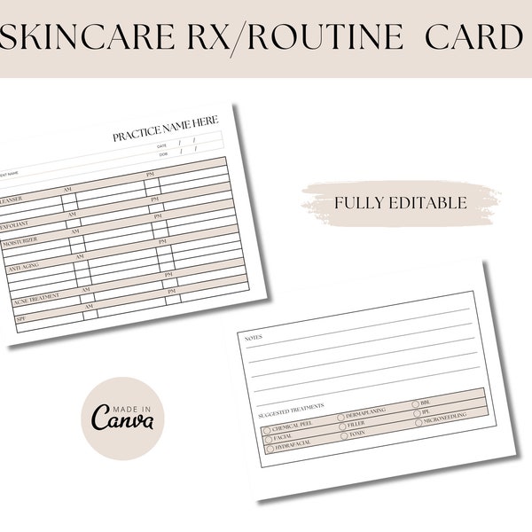 Editable Esthetician Skincare Routine Rx Card Template