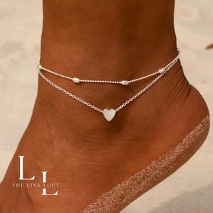 Women’s Gold Heart Anklet, Gift for Her, Silver Heart Anklet, Gift for Her, Minimalist Jewellery, Woman’s Gift, Adjustable Anklet