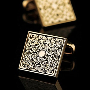 Luxury Mens Cufflinks, Mens Cufflinks, Gold Cufflinks, Groom Cufflinks, Groomsman Cufflinks, Cufflinks For Him, Wedding, Gifts For Men