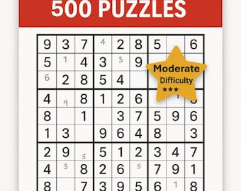 500 fortgeschrittene Sudoku Rätsel für Erwachsene - 500 herausfordernde A4 Printables - PDF Download