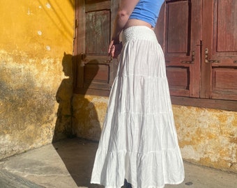 White Linen Style Maxi Skirt