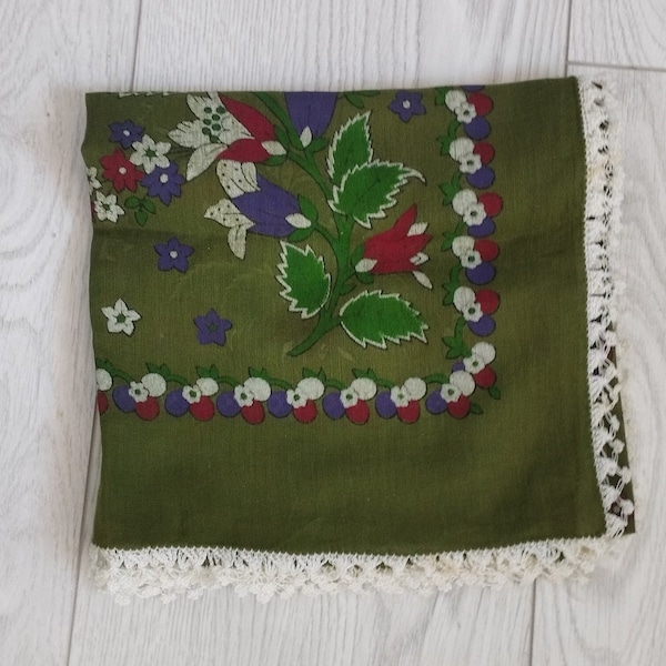 Tradital Turkish Oya Thin Headscarf, Traditional Turkish Handmade Oya Scarf, Vintage Yazma Yemeni, 4 Side Frame Oya Embroidered