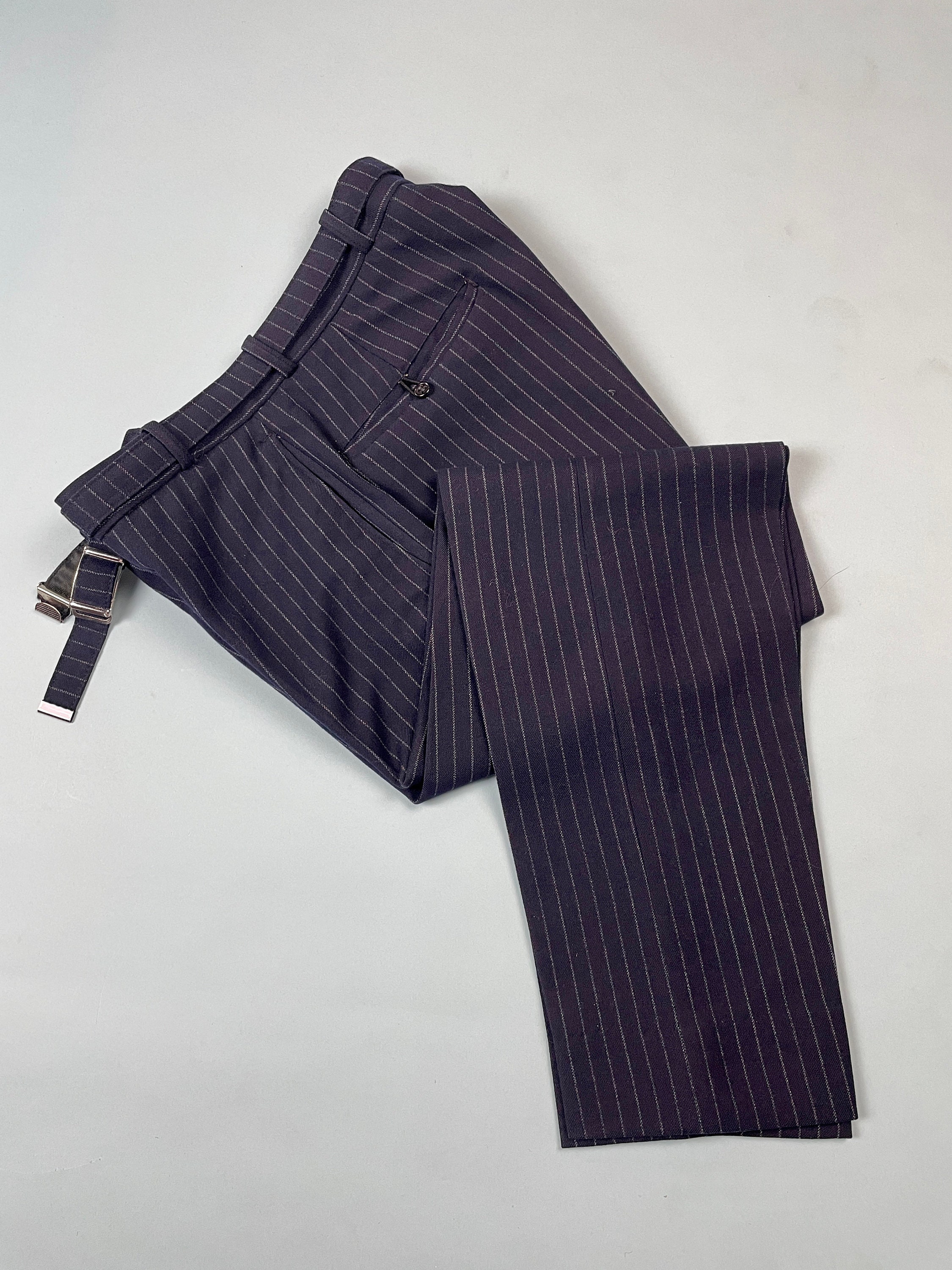 Vintage 1960s Hardy Amies Mens Suit Dark Blue Wool Pinstripe