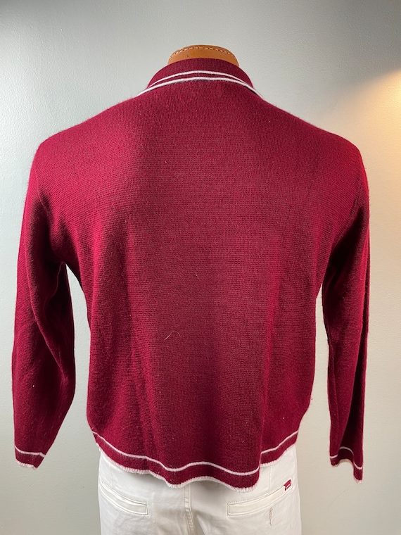 Vintage Men's 1960s Mod Sweater, Red, Zipper Fron… - image 3