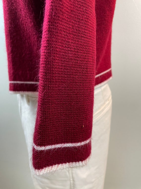Vintage Men's 1960s Mod Sweater, Red, Zipper Fron… - image 2