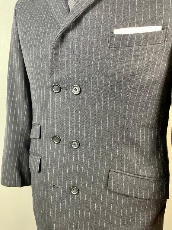 Vintage 1960s Hardy Amies Mens Suit black Wool Pi… - image 5