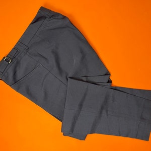 Men’s 1960s Style Navy Blue Trousers • Adam of London | 33 x 29 |