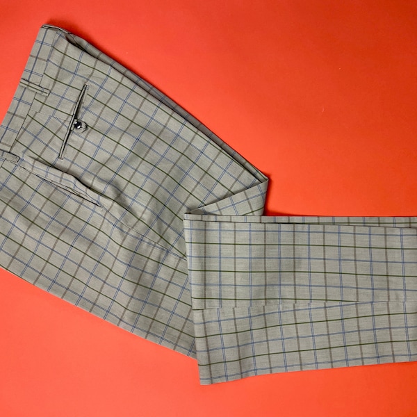 Men’s Vintage 1960s Tapered Check Trousers NOS | 33.5 x 27 |