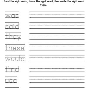 Sight Word Practice
