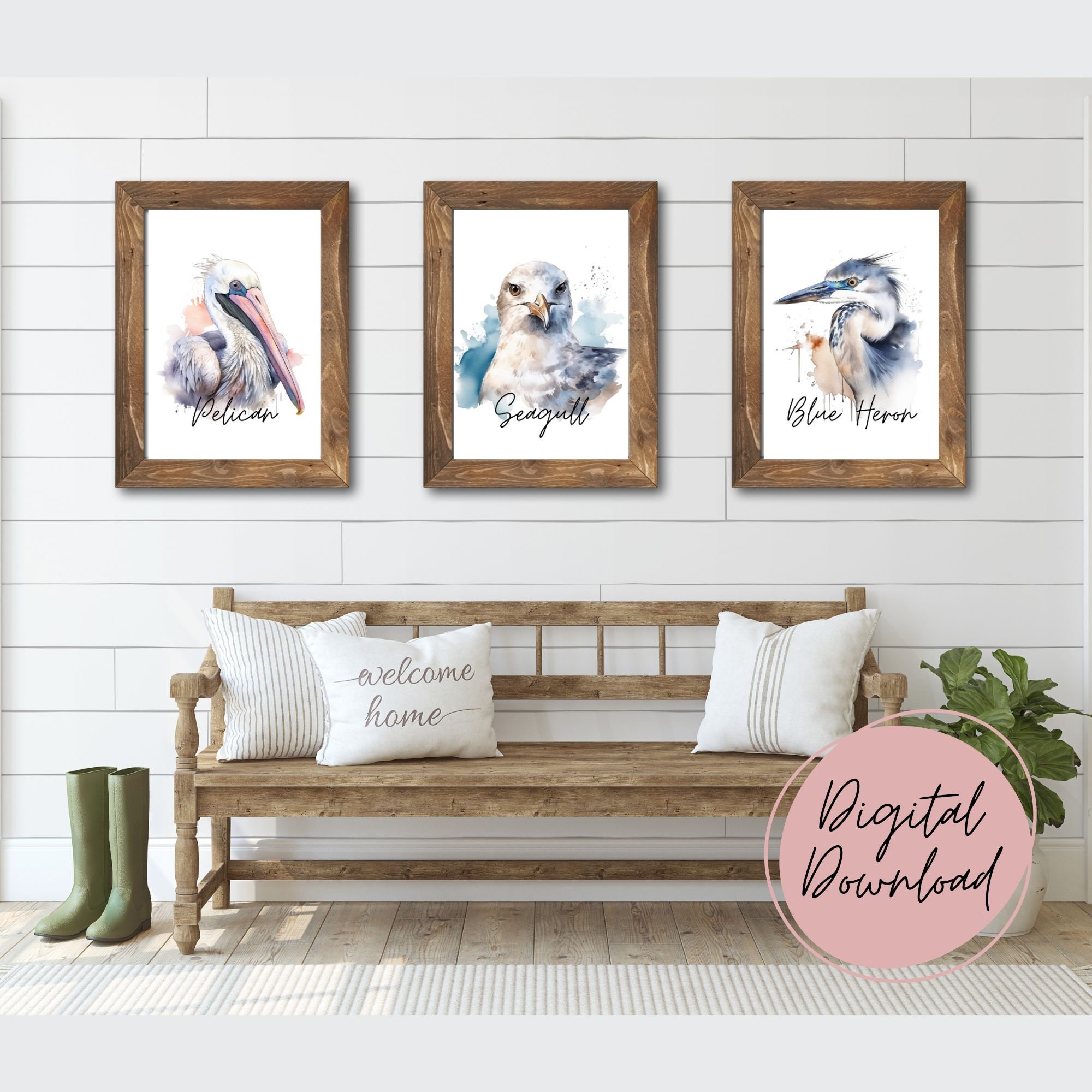 Coastal Bird Prints | Vintage Digital Watercolor Set of 4 | Bird Lover ...
