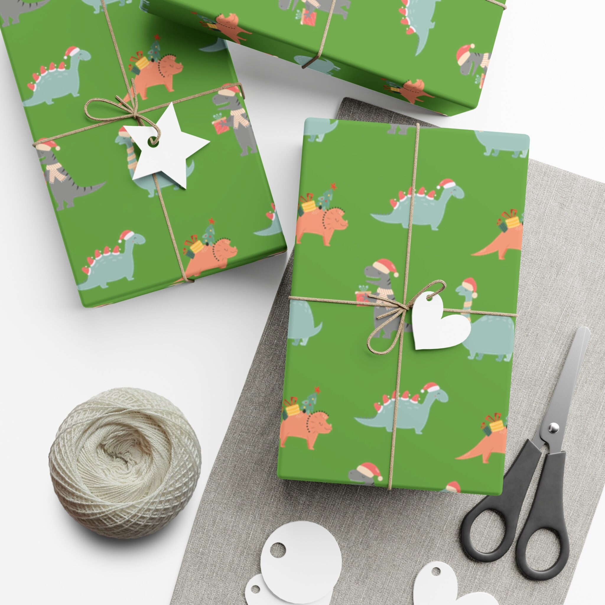 Snow Globe Dinosaur - Dinosaur Christmas Wrapping Paper