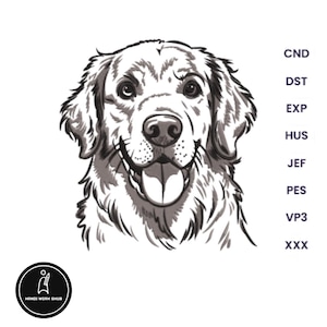 Golden Retriever-borduurwerk Design Borduurwerk Honden Borduurontwerpen Golden Retriever Direct downloaden
