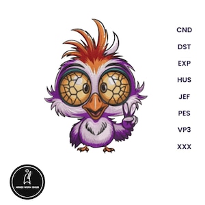 Funny Cartoon Bird with Big Eyes Embroidery Design Embroidery Birds Embroidery Designs Funny Cartoon Bird with Big Eyes Instant Download