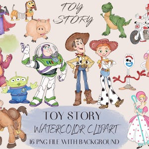 Acuarela de Toy Story, acuarela de Woody Toy Story, acuarela de Buzz Lightyear, acuarela imprimible de Toy Story, acuarela de Jessie Toy Story