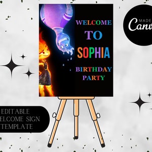Elemental Birthday Party Welcome Sign: Customizable Template (Digital Download)