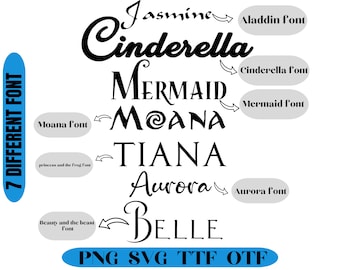 Princess Font: Alphabet Letters PNG SVG TTF (Digital Download)