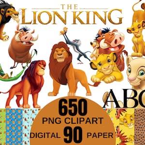 Papel digital do Rei Leão, Rei Leão PNG Clipart Download instantâneo, Simba PNG, Aniversário do Rei Leão, clipart Simba, camisa do Rei Leão, arquivo 750
