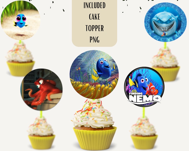 Finding Nemo Png Clipart Bundle Digital Download Nemo Dory cake topper Marlin Darla Bruce Crush Gill Dory Squirt Coral Mr.Ray png image 6