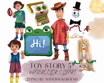 Toy Story 5 Watercolor Png, woody hand drawn watercolor Clipart, buzz lightyear watercolor png, mr potato watercolor png