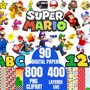 Clipart Super Mario Png, Super Mario Layerd Svg, alphabet Super mario, papier numérique Super mario, luigi bowser boo png thumbnail