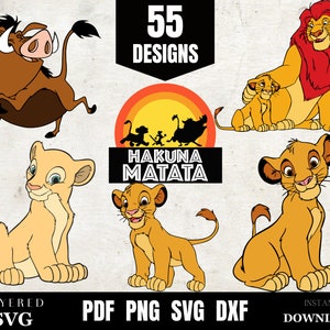 o conjunto do rei leão, pacote de clipart do rei leão png, rei leão em camadas svg, arquivo dxf pdf, aniversário para impressão png, download digital