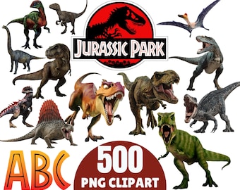 Paquete de imágenes prediseñadas de dinosaurios: Alfabeto jurásico PNG (descarga digital)