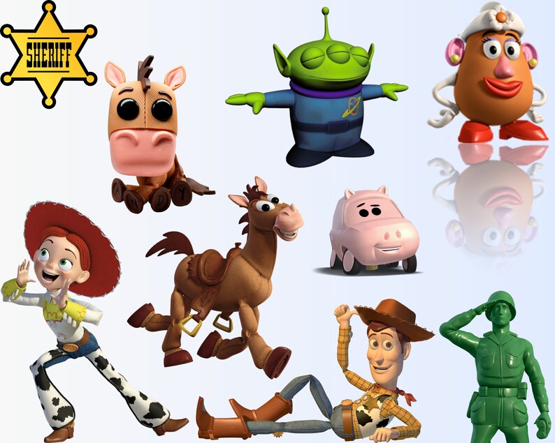 Toy story Png Clipart Bundle, Sheriff Woody Buzz Lightyear Png, make your own Toy Story shirt iron on or Birthday Printable zdjęcie 3