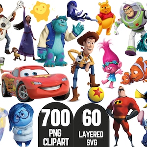 Movie Bundle PNG Clipart, Insıde out png svg Toy story lightyear png svg cars monsters trolls elemental incredibles stitch png svg
