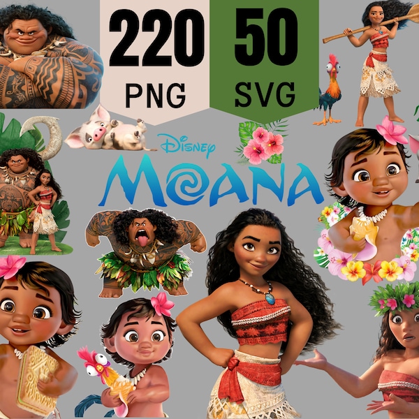 Moana Svg cut file for cricut, Moana png birthday clipart Bundle, Baby moana svg png,maui hei hei, chracters logo layered svg, poster png