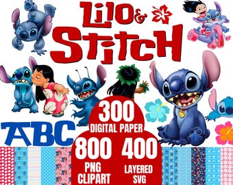 Lilo and Stitch Clipart Bundle: SVG, PNG, Digital Paper (Digital Download), Stitch svg, Lilo and Stitch svg, Stitch PNG, Stitch Clipart