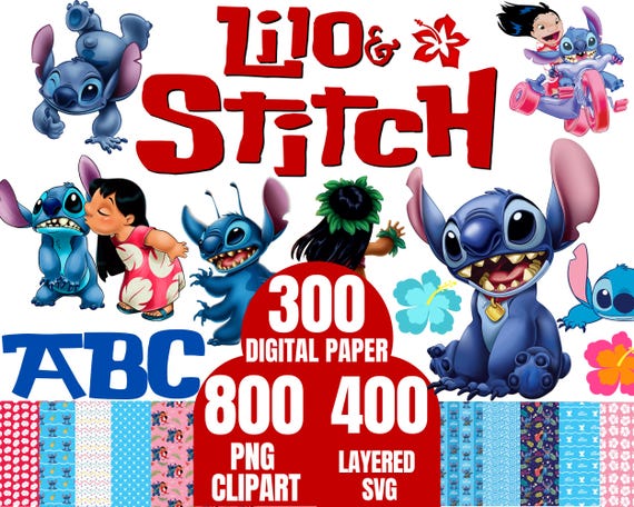 Lilo and Stitch Clipart Bundle: SVG, PNG, Digital Paper (Digital Download), Stitch svg, Lilo and Stitch svg, Stitch PNG, Stitch Clipart