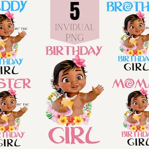 Baby Moana Geburtstagskind Png Clipart Mama des Geburtstagsmädchens png Papa Bruder Schwester für das Geburtstagskind Png Clipart zum Ausdrucken
