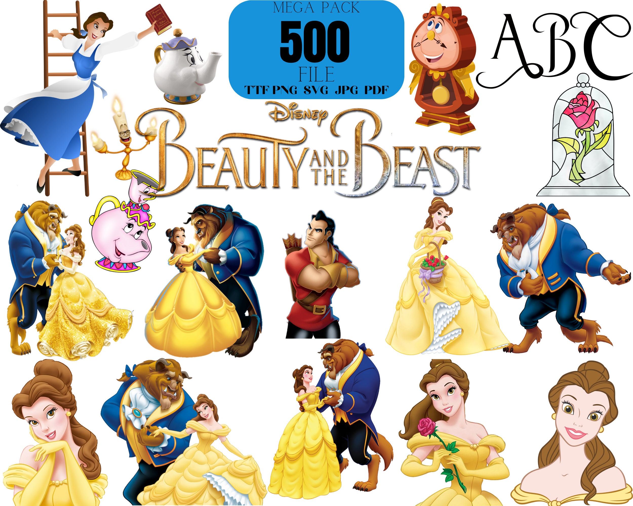 Beauty and the beast characters - Etsy België, image size:2500x2000